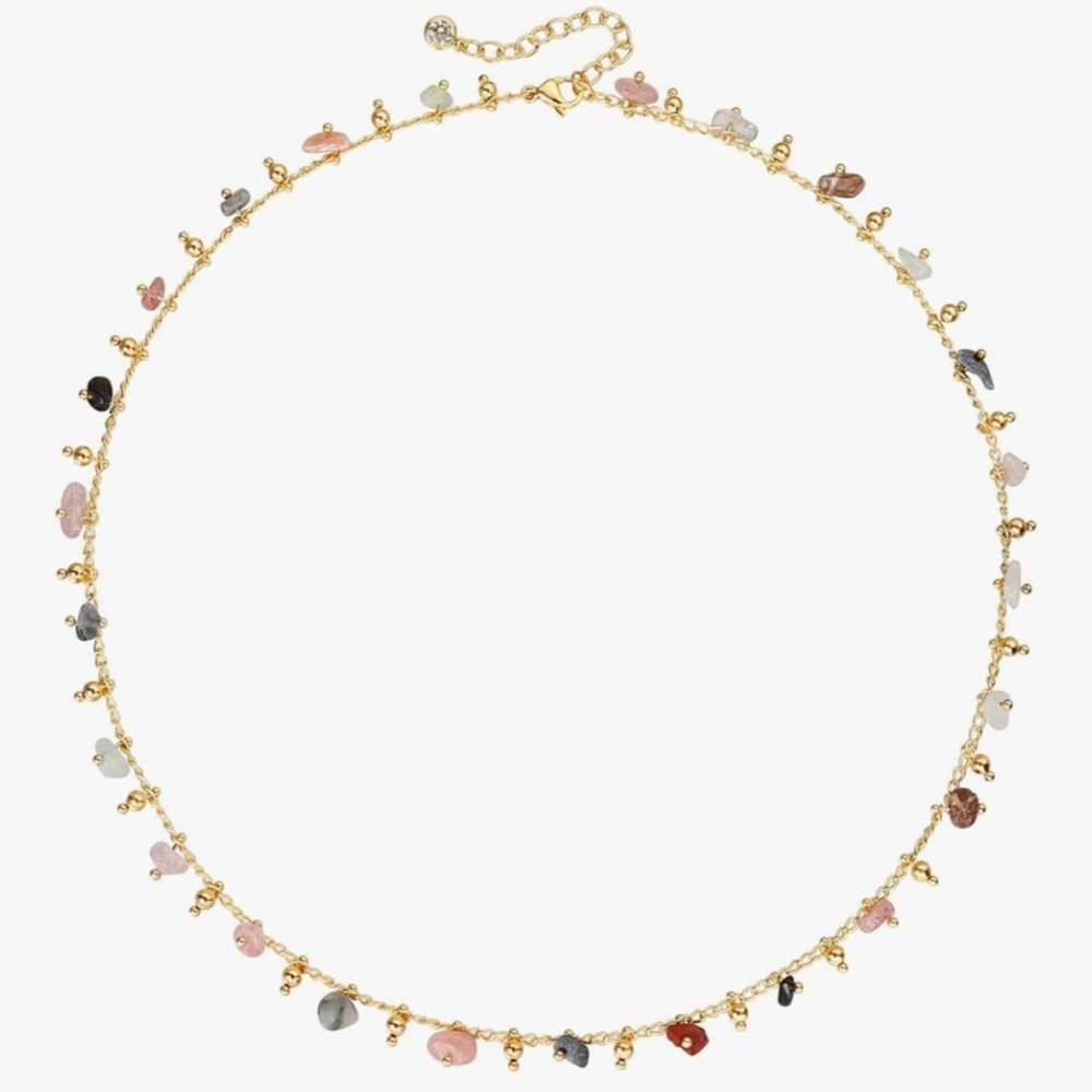 Gold Multicolor Gemstone Necklace